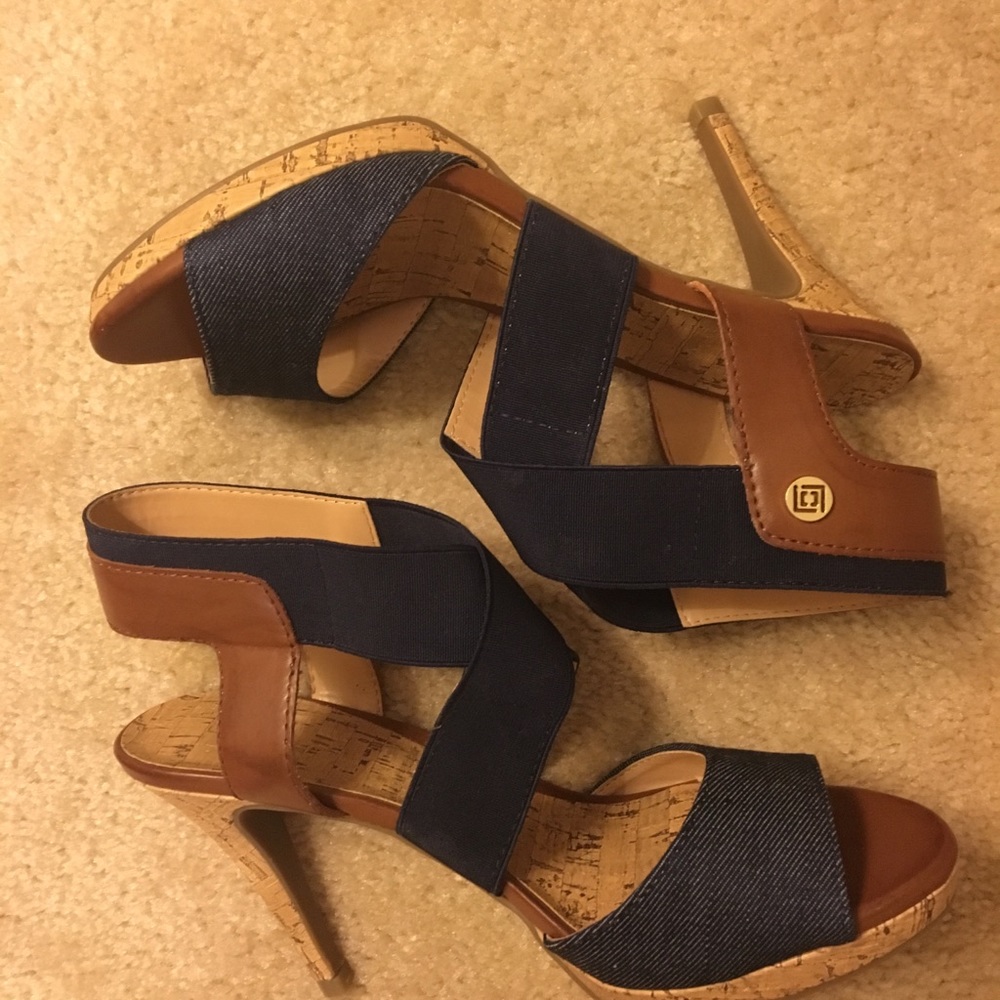 Liz Claiborne 8 1/2 denim heel sandals